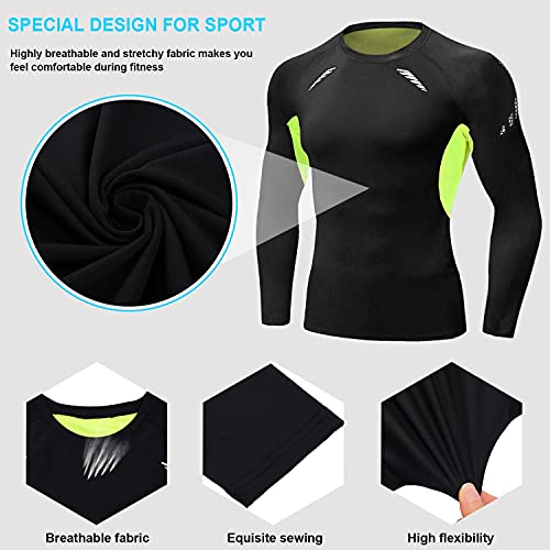 Sykooria Camiseta de Compresión Manga Corta Manga Larga para Hombre Ropa Deportiva de Transpirable y Secado Rápido para Deporte Running Ciclismo Fitness Gym Entrenamiento