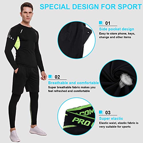 Sykooria Camiseta de Compresión Manga Corta Manga Larga para Hombre Ropa Deportiva de Transpirable y Secado Rápido para Deporte Running Ciclismo Fitness Gym Entrenamiento