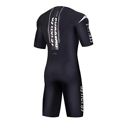 Synergy Triathlon - Bañador para hombre SynSkin 3 Skinsuit Ironman USAT & FINA Approved, Negro , S