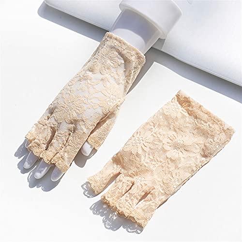 SYunxiang Señoras Verano Sol Protección UV Guantes Largos Boda Nupcial Encaje Guantes de conducción Novia elástica Elegante Guantes de Fiesta Traje Cosplay Guante