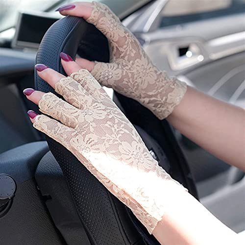 SYunxiang Señoras Verano Sol Protección UV Guantes Largos Boda Nupcial Encaje Guantes de conducción Novia elástica Elegante Guantes de Fiesta Traje Cosplay Guante