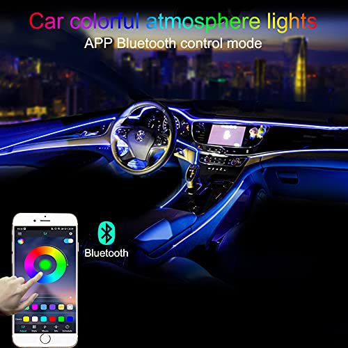 TABEN Car Ambient Light RGB App Control Lámpara de luz Decorativa DIY Reajuste Tubo de Fibra óptica Flexible 64 Colores Iluminación Interior Atmósfera Luz 1W DC 12V 3m