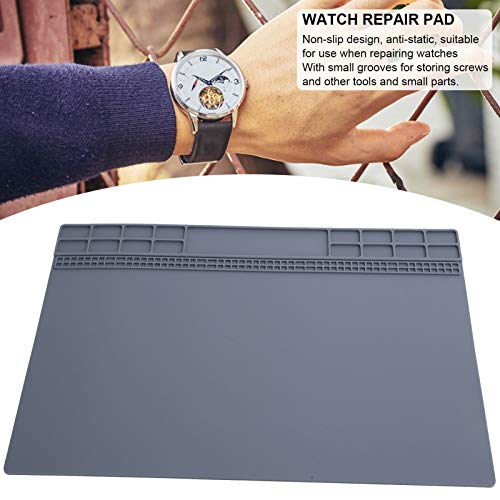 Table Place Mats, Rubber Mat Non-Slip Watch Repair Table Pad Watchmaker Maintenance Accessory Watch repair Desk Pad Watchmaker Repair Tool Patch Gray for Office and Home