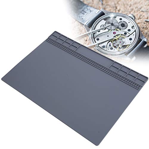 Table Place Mats, Rubber Mat Non-Slip Watch Repair Table Pad Watchmaker Maintenance Accessory Watch repair Desk Pad Watchmaker Repair Tool Patch Gray for Office and Home