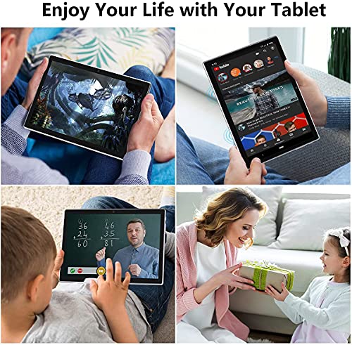 Tablet 10 Pulgadas Android 10.0 | 4G LTE | 5G WiFi | 4GB RAM 64GB ROM | Octa-Core | Certificación Google GMS，Dual SIM/WiFi/GPS/OTG/Type-C/Bluetooth-Negro