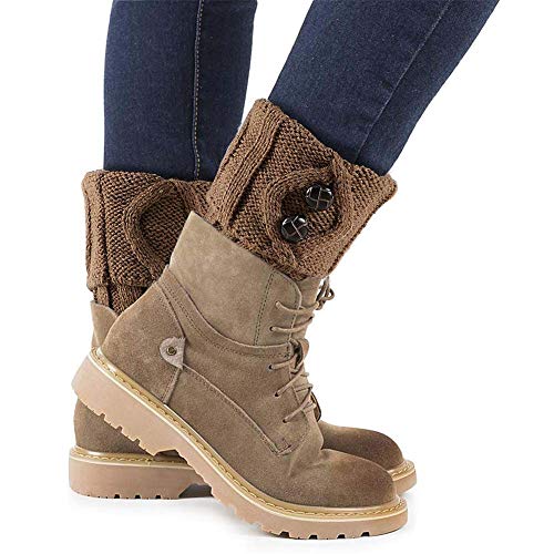 Tacobear Calentadores Piernas Mujer Invierno Caliente de Punto Cortos Calientapiernas Leg Warmers Calcetines para Botas (4 Pares, Negro+Caqui+Blanco+Gris)