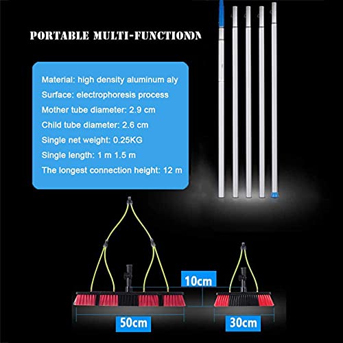 Takmeway 3-12 m Limpieza de la Ventana Pole Fed Fed Cepillo Telescópico Limpiador Extensible Techo de conservación Limpieza de Techo 30 / 50cm Cabezal,30cm Brush Head,4m