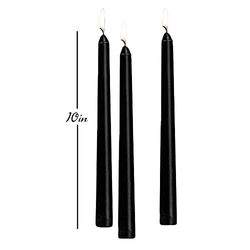 Tallgoo Velas Cónicas de Cera 10 Inch Candelabro Velas Dripless, Unscented Dinner Candle with Cotton Wicks, 8 Horas de Tiempo de combustión,14 Unidad Negras