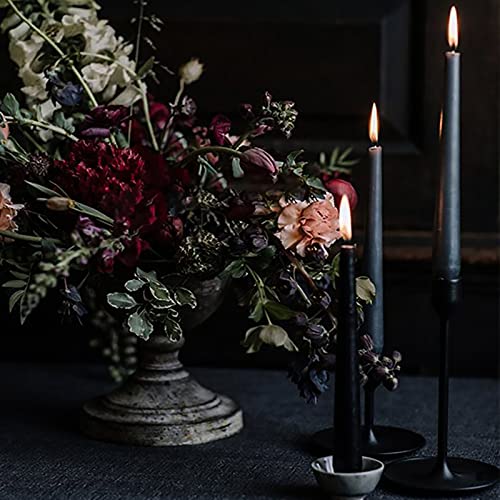 Tallgoo Velas Cónicas de Cera 10 Inch Candelabro Velas Dripless, Unscented Dinner Candle with Cotton Wicks, 8 Horas de Tiempo de combustión,14 Unidad Negras