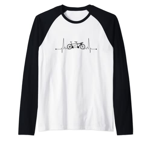 Tandem Ciclismo Heartbeat Bicicleta Dos Personas Camiseta Manga Raglan