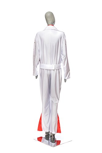 Tante Tina Disfraz de Elvis para hombre – Disfraz de estrella rockera de 3 piezas, incluye mono, cinturón y pañuelo – Color blanco – Talla L (54/56)