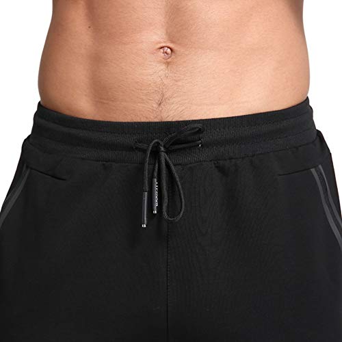 Tanzoer Pantalon Chandal Hombre Jogger Deporte Hombre Algodon Pantalon Tenis Running Deportivo Hombre Slim Fit Pantalon de Chandal con Bolsillos de Cremallera Negro 3XL