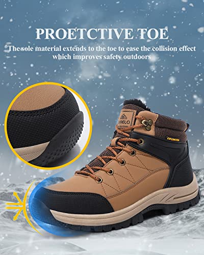 TARELO Botas Hombre Botines Zapatos Invierno Montaña de Nieve Cálido Fur Forro Aire Libre Boots Urbano Senderismo Esquiar Caminando(EU,Amarillo y negro,Numeric_41)
