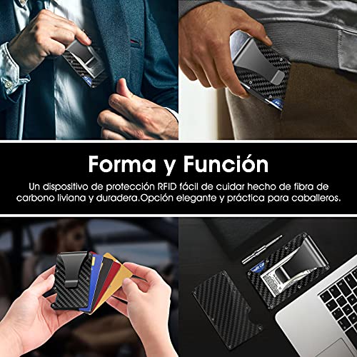 Tarjetero para Tarjeta de Crédito,PROTECCIÓN hasta 12 Tarjetas,Cartera de Aluminio Ultrafina,Estuche Tarjetas Bancarias,Billetera Minimalista con Bloqueo RFID para Hombre,, Negro