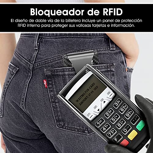 Tarjetero para Tarjeta de Crédito,PROTECCIÓN hasta 12 Tarjetas,Cartera de Aluminio Ultrafina,Estuche Tarjetas Bancarias,Billetera Minimalista con Bloqueo RFID para Hombre,, Negro