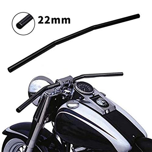 Tashido Manillar de Motocicleta de 7/8 Pulgadas Barra Recta de Arrastre Negro de 22 Mm Cafe Racer para Chopper Bobber