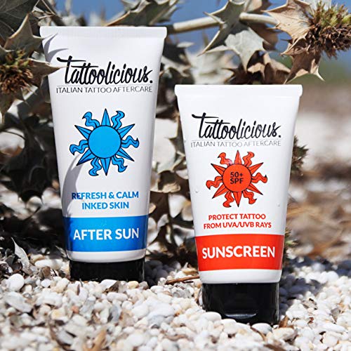 Tattoolicious AFTER SUN - Aftersun para tatuajes, con principios bioactivos, revitaliza el tatuaje después de la exposición al sol, 100 ml