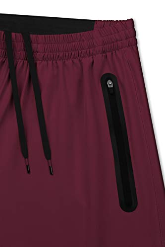TCA Hombre Elite Tech Pantalones Cortos con Bolsillos con Cremallera - Rojo Oscuro, L