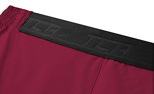 TCA Hombre Elite Tech Pantalones Cortos con Bolsillos con Cremallera - Rojo Oscuro, M