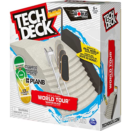 Tech Deck, Build-A-Park World Tour, Ramp Set with Signature Fingerboard (Styles Vary) for Ages 6 and Ted ACS BldaPkRp WrdTr M03 GML (Spin Master 6055721)