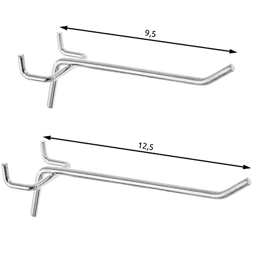 tectake 403559 Tablero perforado para herramientas, Panel metálico con agujeros para pared, Organizador multiusos con soportes, Estantería de almacenamiento portaherramientas