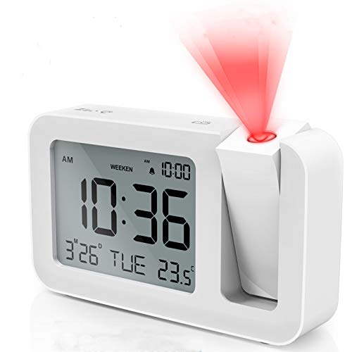 TedGem Despertador, Reloj Despertador Digital Despertador Proyector Despertadores Digitales Pantalla LCD de 3.8", 4 Brillos, 9 Min Posponer, 2 Sonidos Alarma, para Dormitorio/Oficina/Cocina