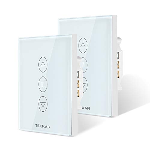 TEEKAR [3ª Generación] WiFi Interruptor Persiana, LED Controlable, Compatible Con Alexa Echo Y Google Assistant, Interruptor De Reloj De Obturador Para Motor De Obturador De Motor Tubular 2Pack