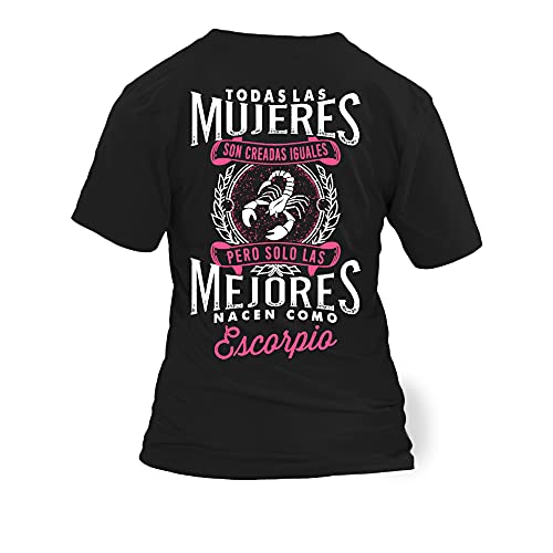 TEEZILY Camiseta Mujer Mujeres - Escorpio - Negro - XXL