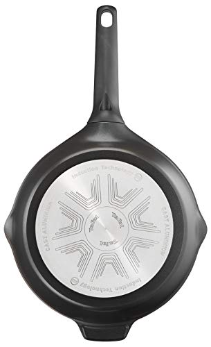 Tefal Aroma - Juego de 3 sartenes: Sartenes de 22, 24 y 26 cm de aluminio fundido y titanio, sartenes antiadherentes, tecnología Thermospot, cocción uniforme, todo tipo cocinas, sin PFOA, color negro