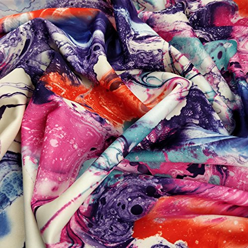 Tela elástica de neopreno (por metro), color morado, naranja, azul y rosa, FS091_3, de Tie Dye