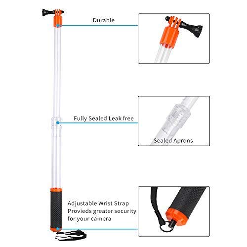 TELESIN Extensible 14" ~ 24" Poste Telescópico Selfie Stick Palo Flotante / Agarre de Mano Impermeable con Soporte Clip Remoto para GoPro Hero 2018/7/6/5/4/3, SJCAM, Xiaomi Yi Cámara Accesorios
