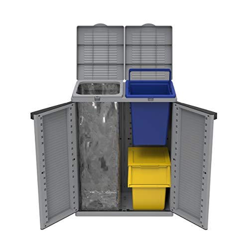 TERRY 1102283 Ecocab 2, Armario para la Recogida Selectiva de Residuos, 2 Compartimentos, Gris, 68x39x88,7 cm