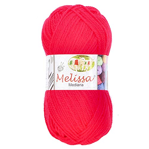 Tesosy 100g Acrilico Ovillo de Lana, 200m 100g = 50g * 2, para DIY Tejer y Ganchillo, Certificado OEKO-TEX Standard 100, Agujas Talla 4(1/2)-5, Rojo 8, Mediana