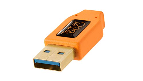 Tether Tools CU61RT15-ORG- Cable USB 3.0 a Micro-B de ángulo recto, 4,6 m