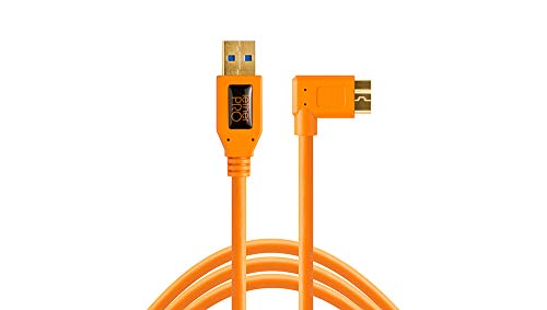 Tether Tools CU61RT15-ORG- Cable USB 3.0 a Micro-B de ángulo recto, 4,6 m