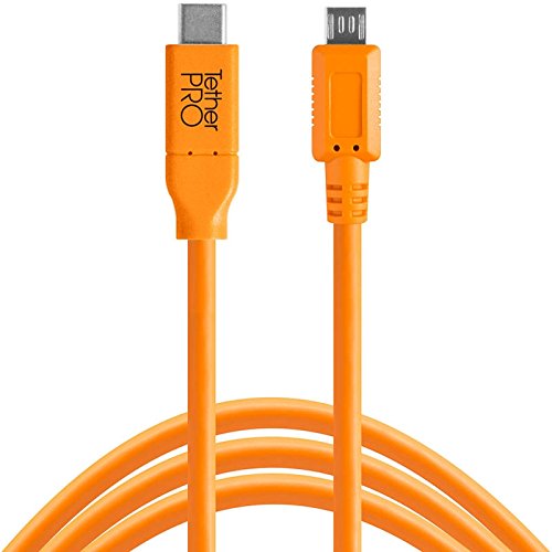 Tether Tools tethe rpro 4,6 m USB Cable de datos para USB de c a USB 2.0 Micro de B5 (Conector Recto/naranja) – Por ejemplo para conectar una cámara en un ordenador portátil
