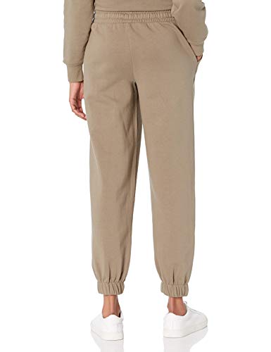 The Drop Dominique Pantalón Jogger Informal de Forro Polar Lavado con Costuras para Mujer, Verde Vetiver, XXL