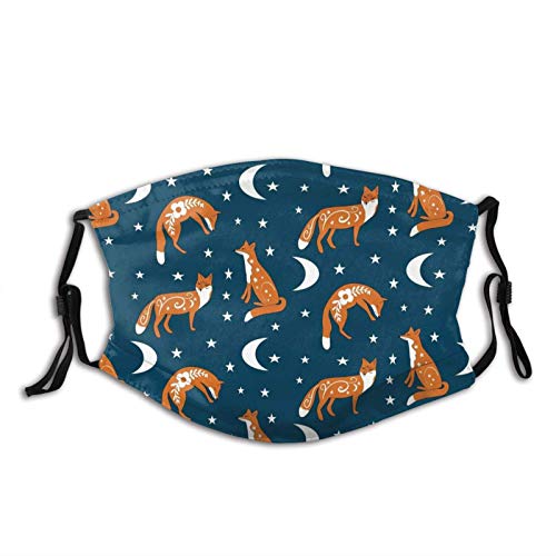 The Fox Print Mascarilla reutilizable con bolsillo de filtro, regalo unisex para hombres y mujeres, pasamontañas de animales