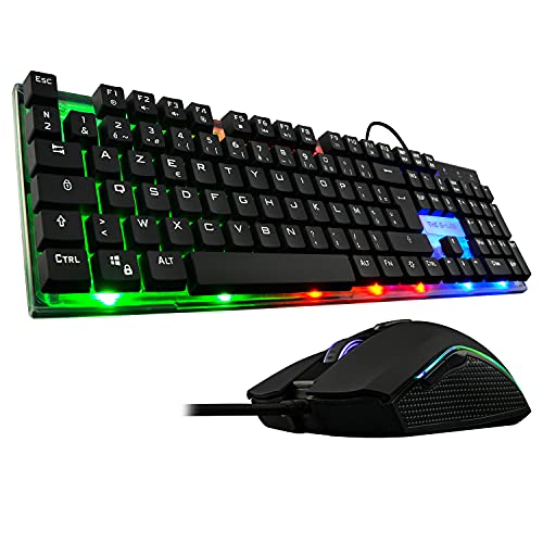 The G-Lab Combo Zinc Pack de Teclado Gaming USB y Ratón Multicolor Retroiluminación – Teclado Gaming QWERTY - Incluye Anti-Ghosting + Ratón Gaming 6 Botones 2400 dpi – PC PS4 Xbox One (Negro)