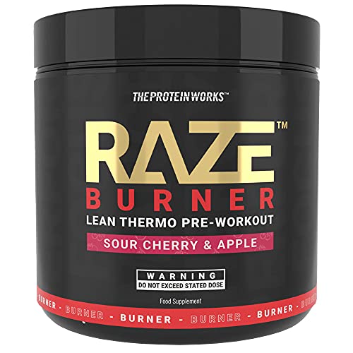 THE PROTEIN WORKS Raze Burner Pre Workout Powder | Termogénico | Cafeína, Carnitina Y Tirosina | | 30 Raciones, Cereza Ácida Y Manzana, 300 g