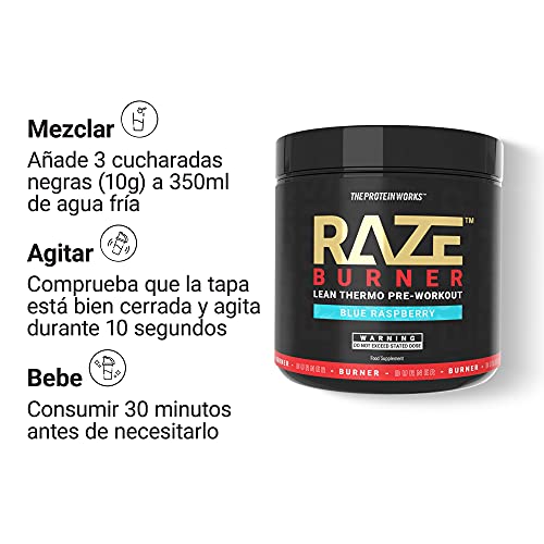 THE PROTEIN WORKS Raze Burner Pre Workout Powder | Termogénico | Cafeína, Carnitina Y Tirosina | | 30 Raciones, Cereza Ácida Y Manzana, 300 g
