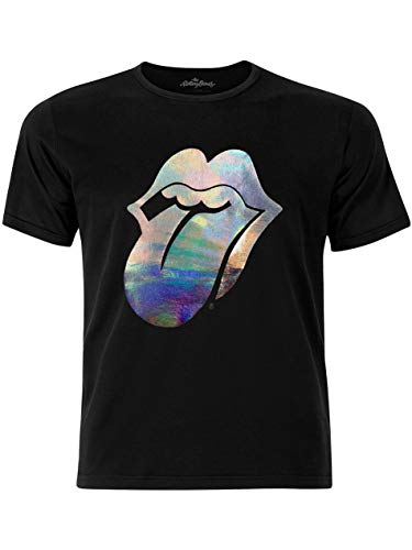 The Rolling Stones - Camiseta de moda unisex para hombre de Foil Tongue con aplicación de foil negro - XL