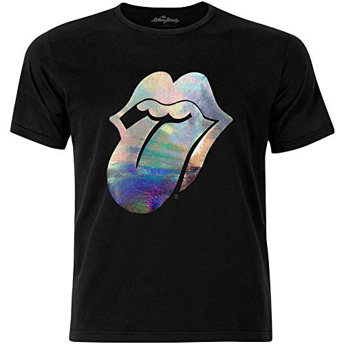 The Rolling Stones - Camiseta de moda unisex para hombre de Foil Tongue con aplicación de foil negro - XL