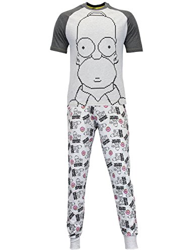 The Simpsons Conjunto de pijama, parte superior de manga corta y parte inferior de piernas largas para hombre [grande] [gris]