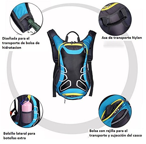 Theoutlettablet® Mochila Impermeable Bici para Ciclismo Bicicleta Bolsa Hidratacion Agua (2L) Mochila Capacidad 15 litros montaña - Senderismo - Tipo Camelbak Color Negro