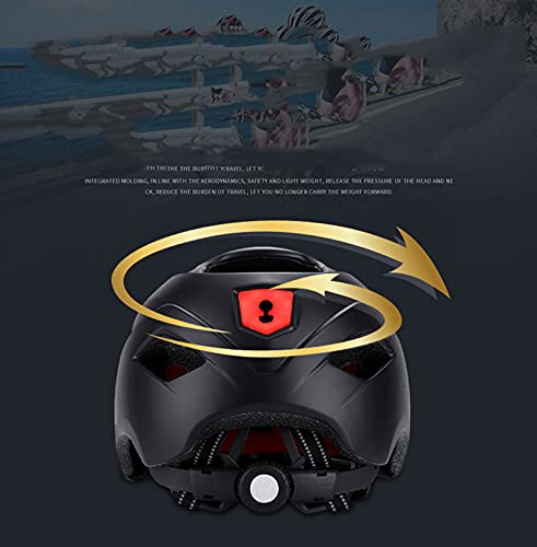 THV -Casco De Bicicleta Transpirable De 11 Hoyos, Casco De Ciclismo con Luz Inteligente USB, Casco De Bicicleta Liviano (Adecuado para El Tamaño De La Cabeza 57-61Cm)