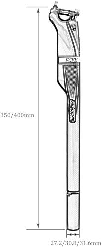 Tija de sillín YSHUAI 3K ultraligera MTB 27,2 mm 31,6 mm, 400 mm de sujeción ajustable para tija de sillín de bicicleta de montaña y bicicleta de carretera, color A, tamaño 30.8 * 400mm