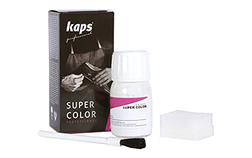 Tinte para Zapatos y Bolsos de Cuero y Textil con Esponja y Brocha, Kaps Super Color, 70 Colores (118 - negro)