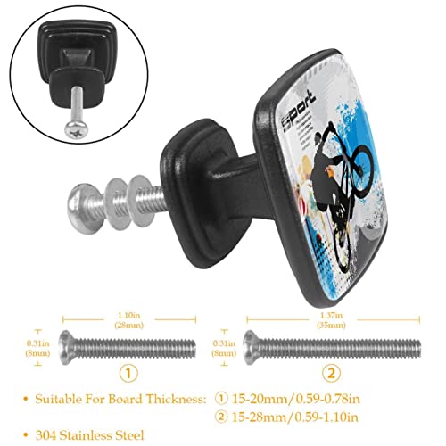 Tirador Para Muebles Ciclista Manija Del Cajón Cristal Perilla De Cajón Negro Pomo Para Muebles 4 Piezas Para Cocina Salón Baño 3x2.1x2 cm