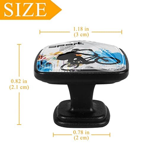 Tirador Para Muebles Ciclista Manija Del Cajón Cristal Perilla De Cajón Negro Pomo Para Muebles 4 Piezas Para Cocina Salón Baño 3x2.1x2 cm